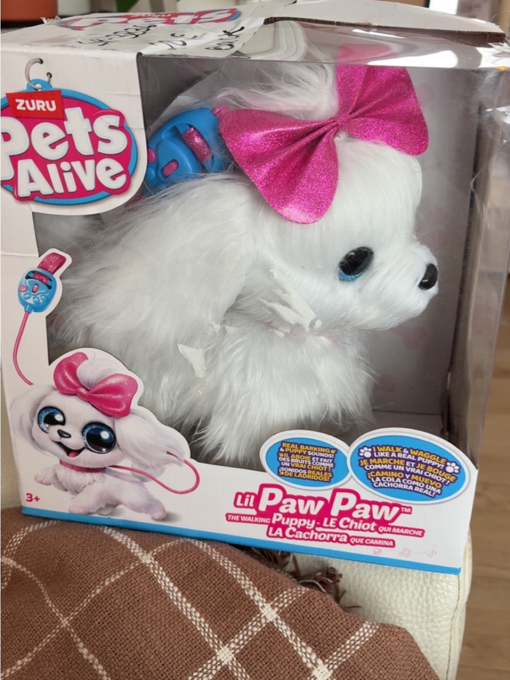 Pets Alive Lil Paw Paw White Plush Puppy with Pink Bow by Zuru
